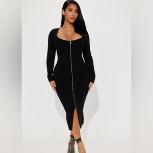 Fashion Nova Allison Sweater Midi Dress - Black